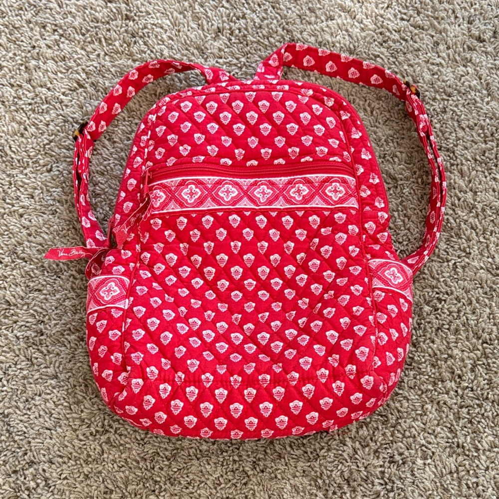 Vera Bradley Red and White Patterned Backpack